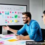 핵심 가치 명확화 후 직원 참여 증가 - **Prompt:** A vibrant and bustling open-plan office setting, where a diverse team of professionals, ...