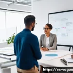 핵심 가치 명확화 후 직원 충성도 분석 - **Prompt:** A diverse group of professionals in a modern, brightly lit office space. In the foregrou...