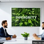 핵심 가치 명확화의 경제적 이점 - A modern office scene showing a diverse team of professionals collaborating enthusiastically around ...